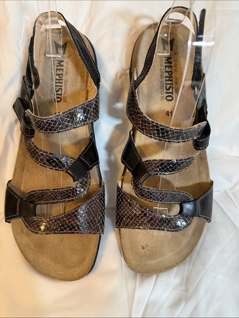 Mephisto Women's Brown Snake-Print Strappy Sandals